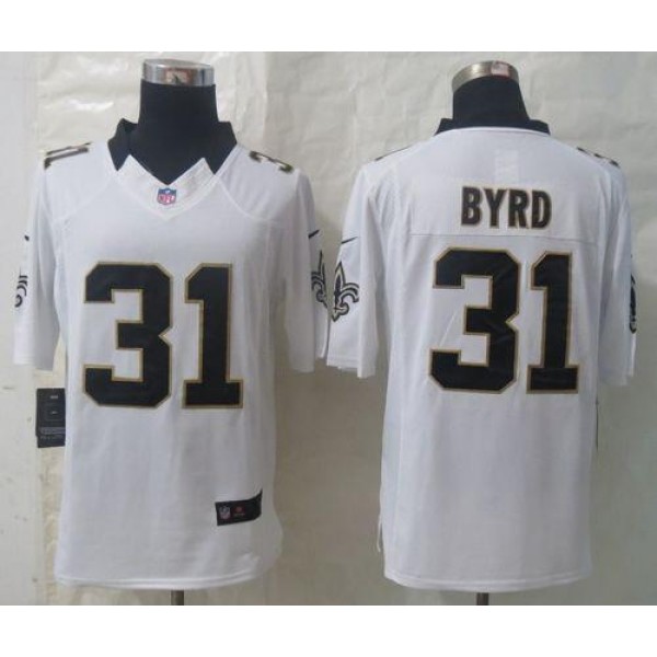 Saints #31 Jairus Byrd White Stitched Limited Nike Jersey