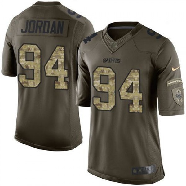 Saints #94 Cameron Jordan Green Stitched Limited Salute To Service Nike Jersey