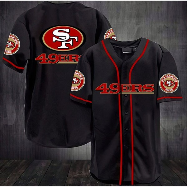 San Francisco 49ers Black Baseball Stitched Jersey Shirt