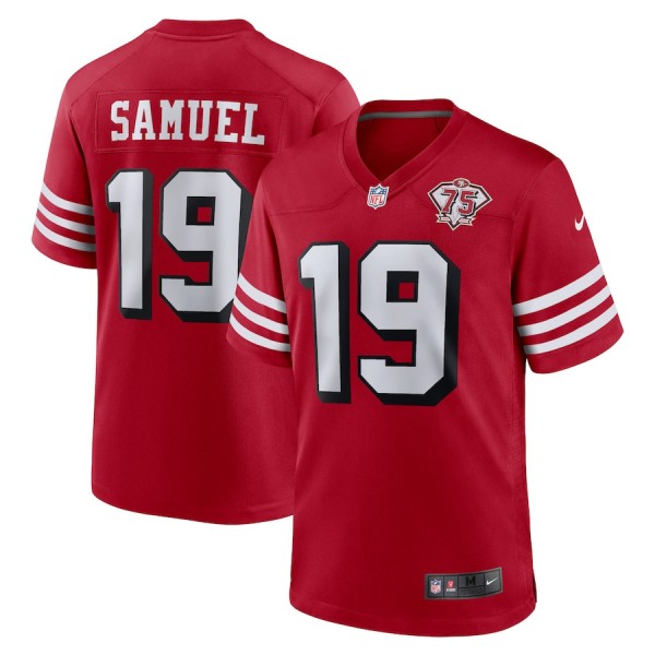 San Francisco 49ers #19 Deebo Samuel Scarlet 2021 75th Anniversary Stitched Game Jersey