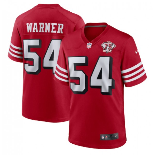 San Francisco 49ers #54 Fred Warner 2021 Scarlet 75th Anniversary Alternate Game Stitched Jersey
