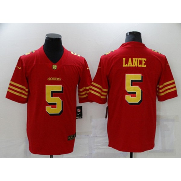 San Francisco 49ers #5 Trey Lance Red Gold Vapor Untouchable Limited Stitched Jersey