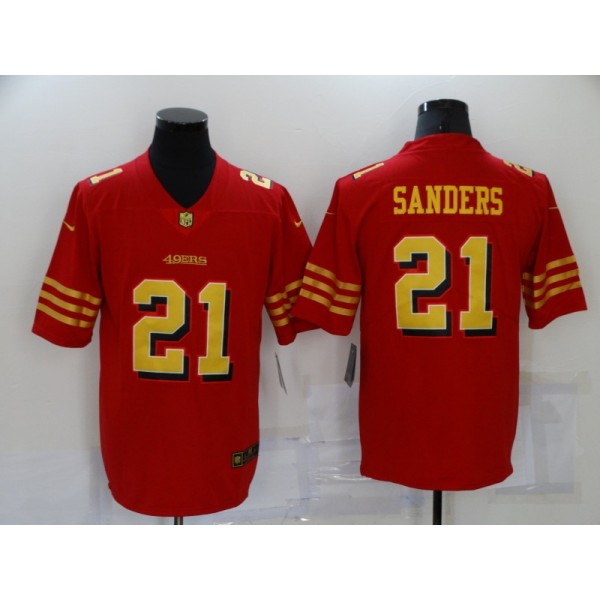 San Francisco 49ers #21 Deion Sanders Red Gold Vapor Untouchable Limited Stitched Jersey