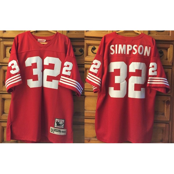 San Francisco 49ers #32 O.J Simpson Red Throwback Stitched Jersey