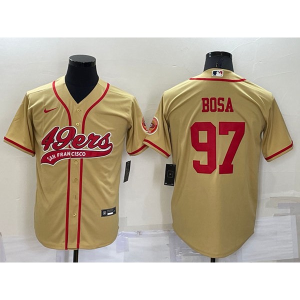 San Francisco 49ers #97 Nick Bosa Gold Cool Base Stitched Baseball Jersey