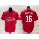 San Francisco 49ers #16 Joe Montana Red Cool Base Stitched Baseball Jersey