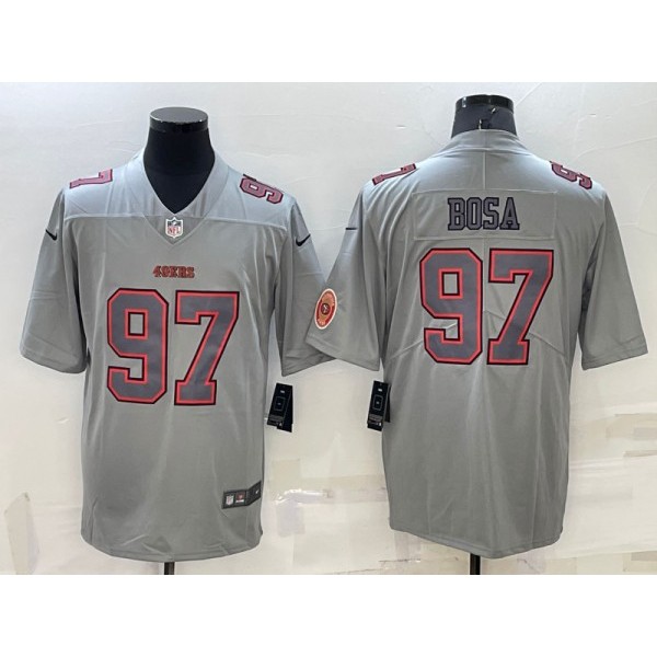 San Francisco 49ers #97 Nick Bosa Gray With Patch Atmosphere Fashion Stitched Jersey