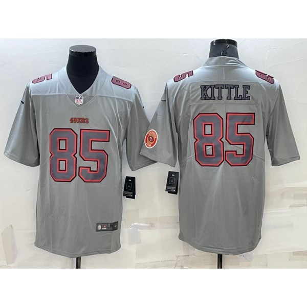 San Francisco 49ers #85 George Kittle Gray With Patch Atmosphere Fashion Stitched Jersey