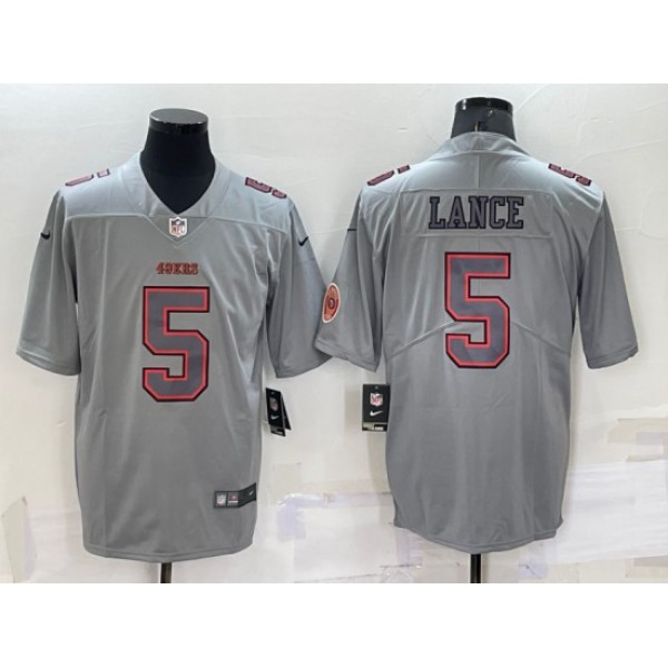 San Francisco 49ers #5 Trey Lance Gray With Patch Atmosphere Fashion Stitched Jersey