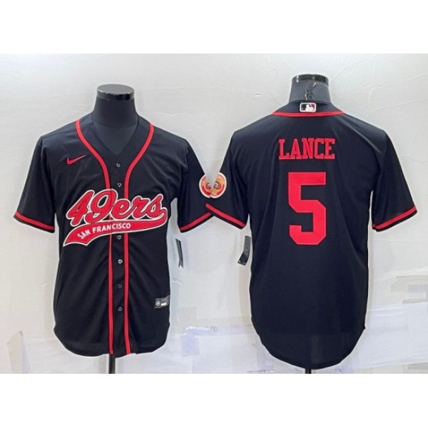 San Francisco 49ers #5 Trey Lance Black Cool Base Stitched Baseball Jersey