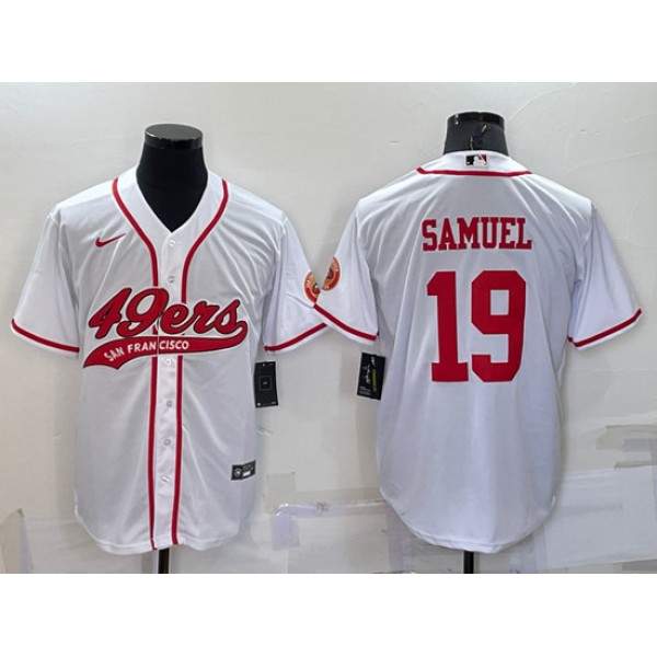 San Francisco 49ers #19 Deebo Samuel White With Patch Cool Base Stitched Baseball Jersey