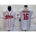 San Francisco 49ers #16 Joe Montana White With Patch Cool Base Stitched Baseball Jersey