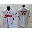 San Francisco 49ers White Team Big Logo With Patch Cool Base Stitched Baseball Jersey