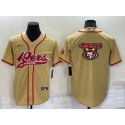San Francisco 49ers Gold Team Big Logo With Patch Cool Base Stitched Baseball Jersey