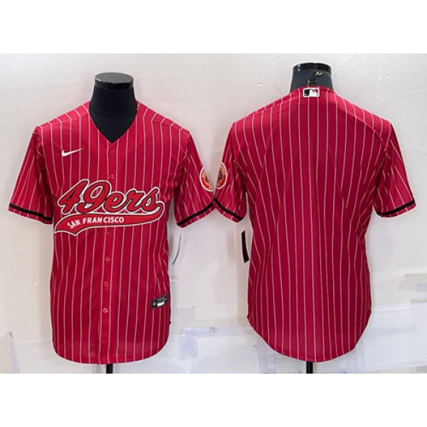 San Francisco 49ers Blank Red With Patch Cool Base Stitched Baseball Jersey