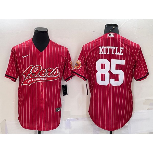 San Francisco 49ers #85 George Kittle Red With Patch Cool Base Stitched Baseball Jersey