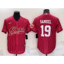 San Francisco 49ers #19 Deebo Samuel Red With Patch Cool Base Stitched Baseball Jersey