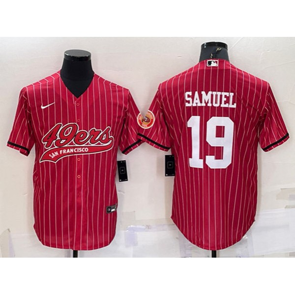 San Francisco 49ers #19 Deebo Samuel Red With Patch Cool Base Stitched Baseball Jersey