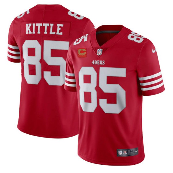 San Francisco 49ers 2022 #85 George Kittle Red New Scarlet With 4-Star C Patch Vapor Untouchable Limited Stitched Football Jersey