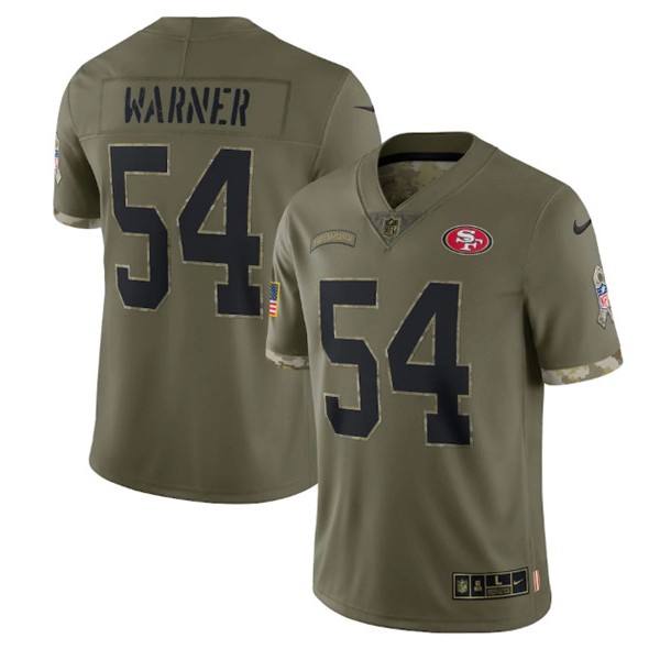 San Francisco 49ers #54 Fred Warner 2022 Olive Salute To Service Limited Stitched Jersey