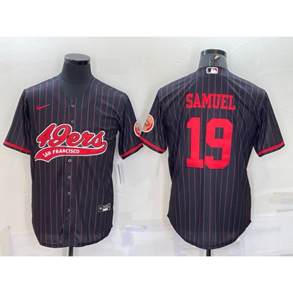 San Francisco 49ers #19 Deebo Samuel Black With Patch Cool Base Stitched Baseball Jersey