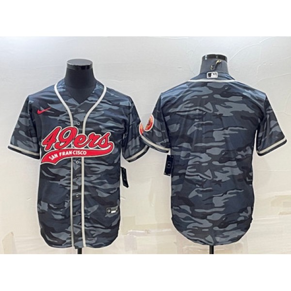 San Francisco 49ers Blank Gray Camo With Patch Cool Base Stitched Baseball Jersey