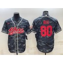 San Francisco 49ers #80 Jerry Rice Gray Red Camo With Patch Cool Base Stitched Baseball Jersey