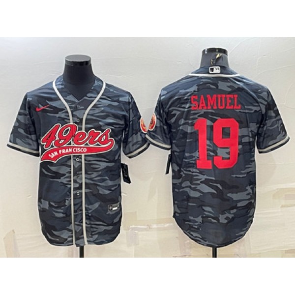 San Francisco 49ers #19 Deebo Samuel Gray Red Camo With Patch Cool Base Stitched Baseball Jersey