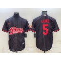 San Francisco 49ers #5 Trey Lance Black With Patch Cool Base Stitched Baseball Jersey
