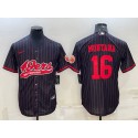 San Francisco 49ers #16 Joe Montana Black Cool Base Stitched Baseball Jersey