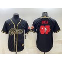 San Francisco 49ers #97 Nick Bosa Black Gold Team Big Logo With Patch Cool Base Stitched Baseball Jersey