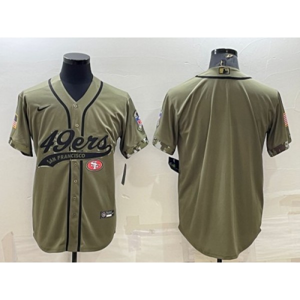 San Francisco 49ers Blank Olive Salute To Service Cool Base Stitched Baseball Jersey
