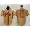 San Francisco 49ers #11 Brandon Aiyuk Gold With Patch Cool Base Stitched Baseball Jersey