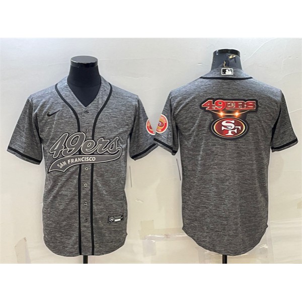 San Francisco 49ers Gray Team Big Logo With Patch Cool Base Stitched Baseball Jersey