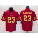 San Francisco 49ers #23 Christian McCaffrey Red Gold Vapor Untouchable Limited Stitched Jersey