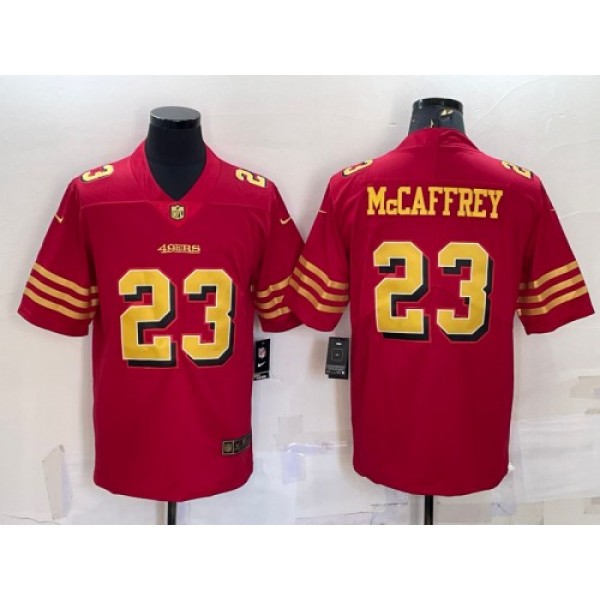 San Francisco 49ers #23 Christian McCaffrey Red Gold Vapor Untouchable Limited Stitched Jersey