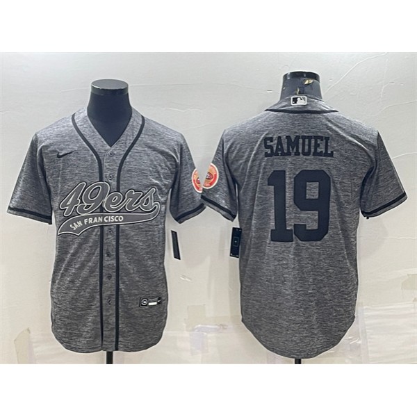San Francisco 49ers #19 Deebo Samuel Gray With Patch Cool Base Stitched Baseball Jersey