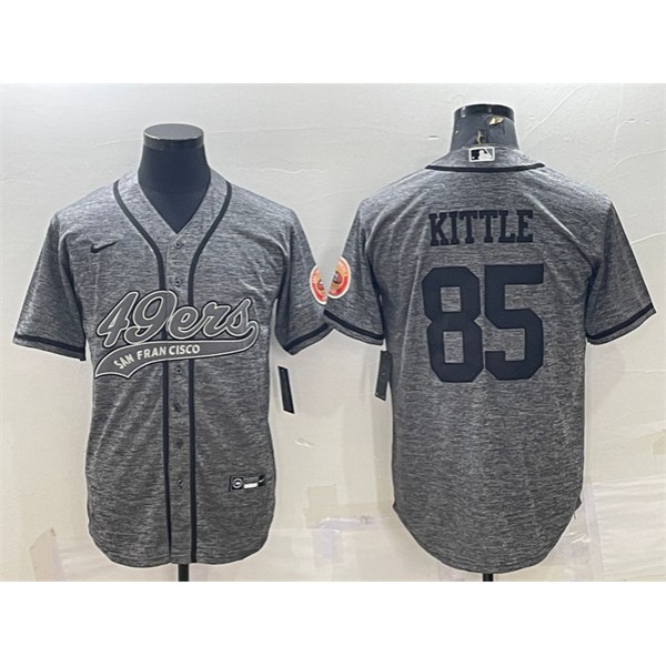 San Francisco 49ers #85 George Kittle Gray With Patch Cool Base Stitched Baseball Jersey