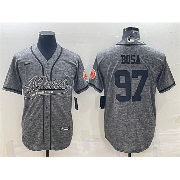San Francisco 49ers #97 Nick Bosa Gray With Patch Cool Base Stitched Baseball Jersey