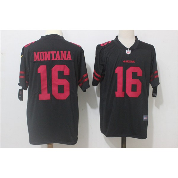 San Francisco 49ers #16 Joe Montana Black Alternate Stitched Vapor Untouchable Limited Nike Jersey