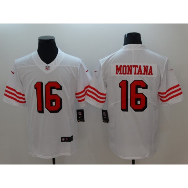 San Francisco 49ers #16 Joe Montana Nike White Color Rush Vapor Untouchable Limited Stitched Jersey