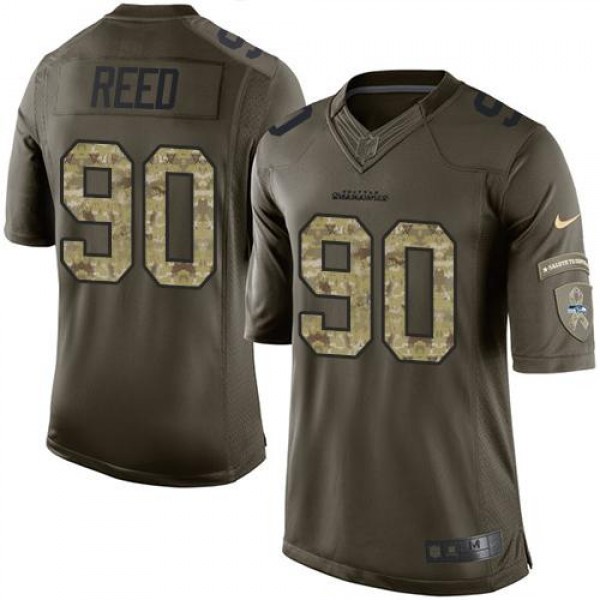 Seahawks #90 Jarran Reed Green Stitched Limited Salute To Service Nike Jersey