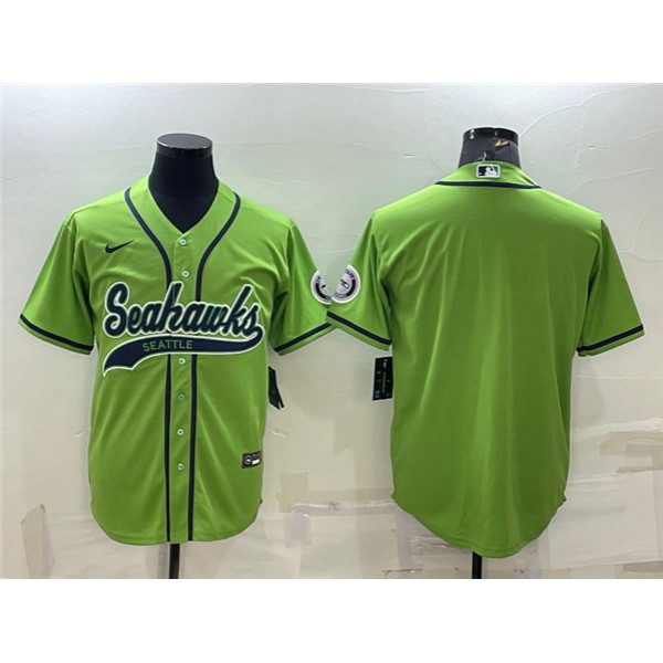 Seattle Seahawks Blank Green With Patch Cool Base Stitched Baseball Jersey