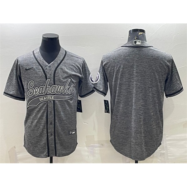 Seattle Seahawks Blank Gray With Patch Cool Base Stitched Baseball Jersey