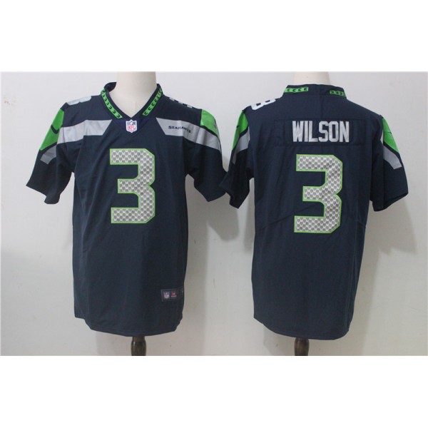 Seattle Seahawks #3 Russell Wilson Steel Blue Team Color Stitched Vapor Untouchable Limited Nike Jersey