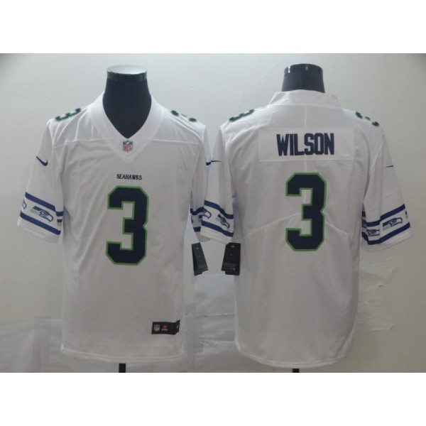 Seattle Seahawks #3 Russell Wilson White Team Logo Limited Stitched Jersey