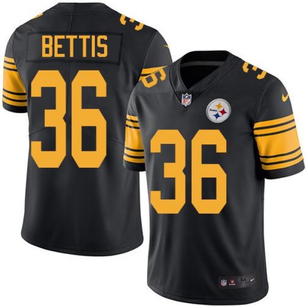 Steelers #36 Jerome Bettis Black Stitched Limited Rush Nike Jersey