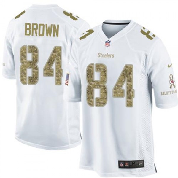 Steelers #84 Antonio Brown White Stitched Limited Salute To Service Nike Jersey