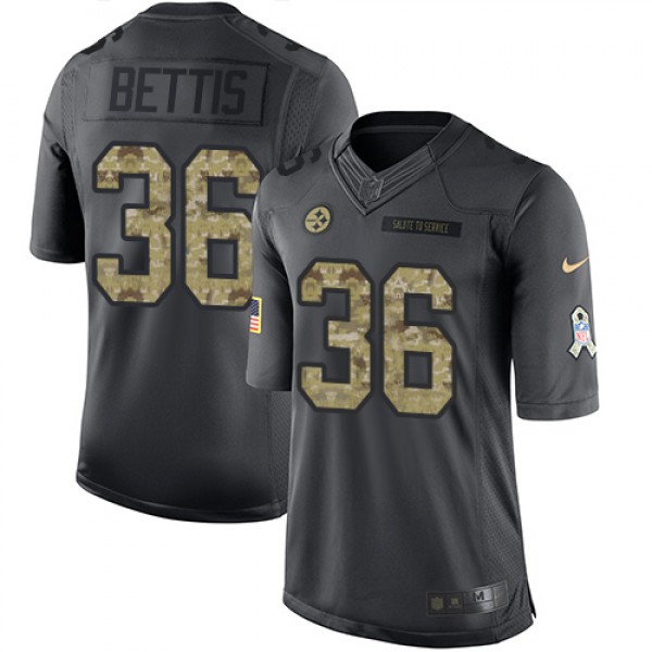 Steelers #36 Jerome Bettis Black Stitched Limited 2016 Salute To Service Nike Jersey