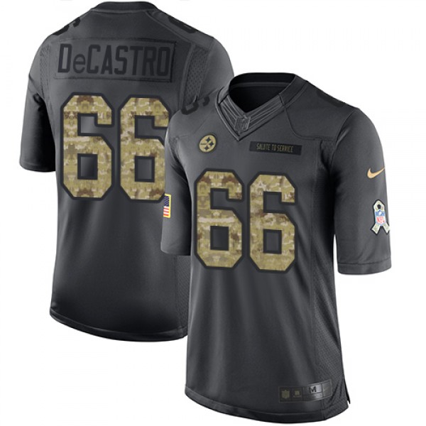 Steelers #66 David DeCastro Black Stitched Limited 2016 Salute To Service Nike Jersey